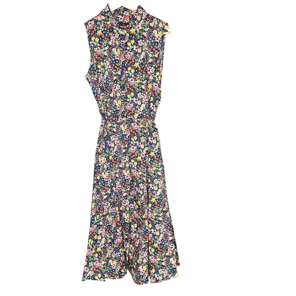 Tommy Hilfiger Women's Floral Midi Shirt Dress Size 6 100% Cotton Sleeveless